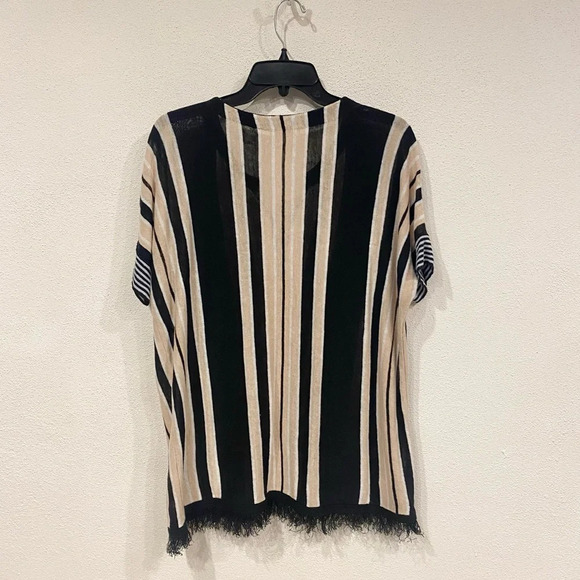 Lisa Todd Striped Fringe Short Sleeve Sweater Size Medium EUC - Picture 4 of 4